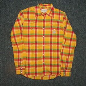 Denim & Supply Shirt Men Medium Yellow Plaid Ralph Lauren Pearl Snap Western VTG